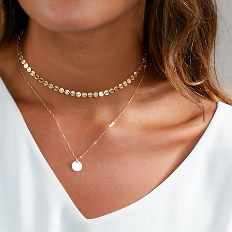 3/$30 Boho Multilayer Sequin Gold Necklace